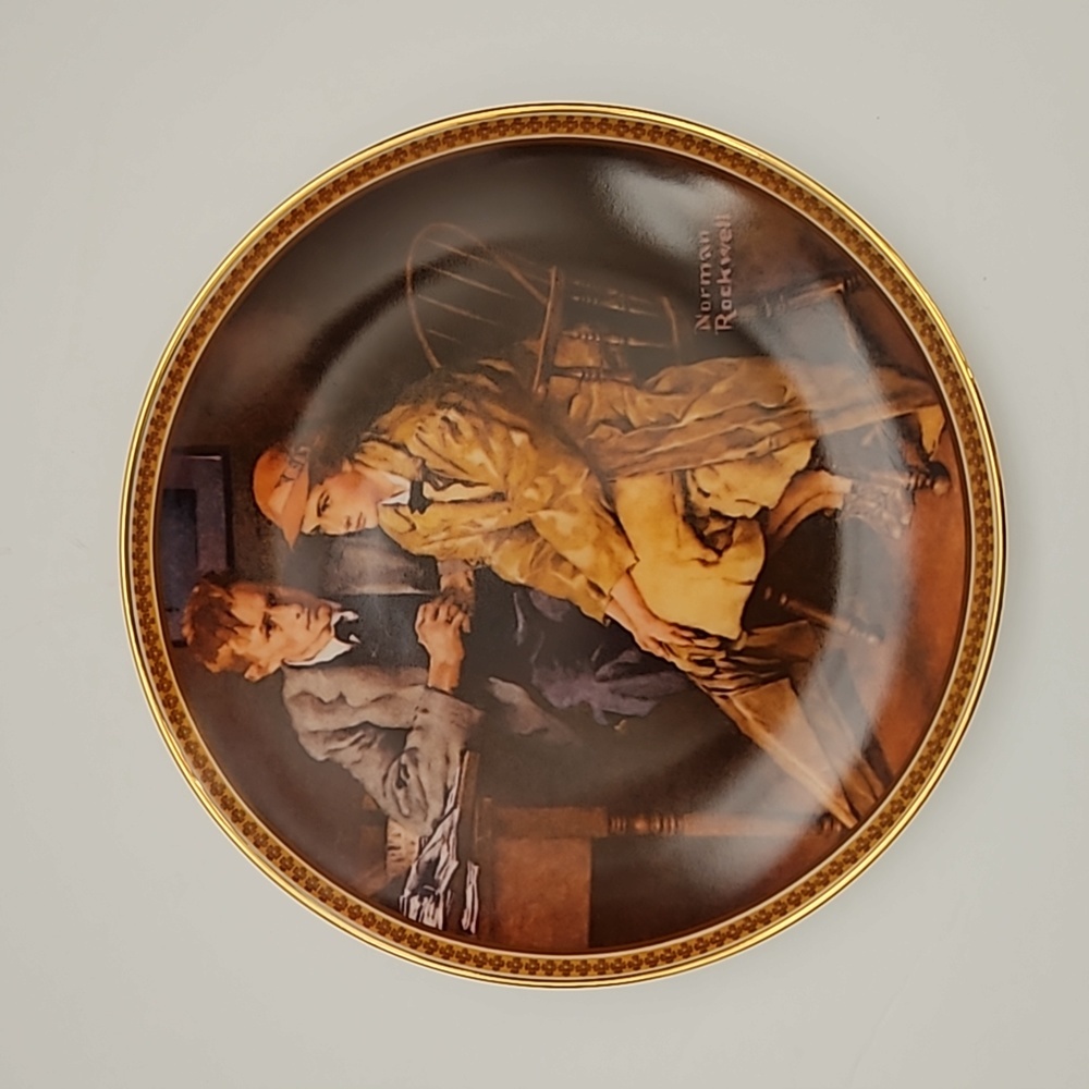 Edwin M Knowles China Co. Confiding in the Den Norman Rockwell Porcelain Plate